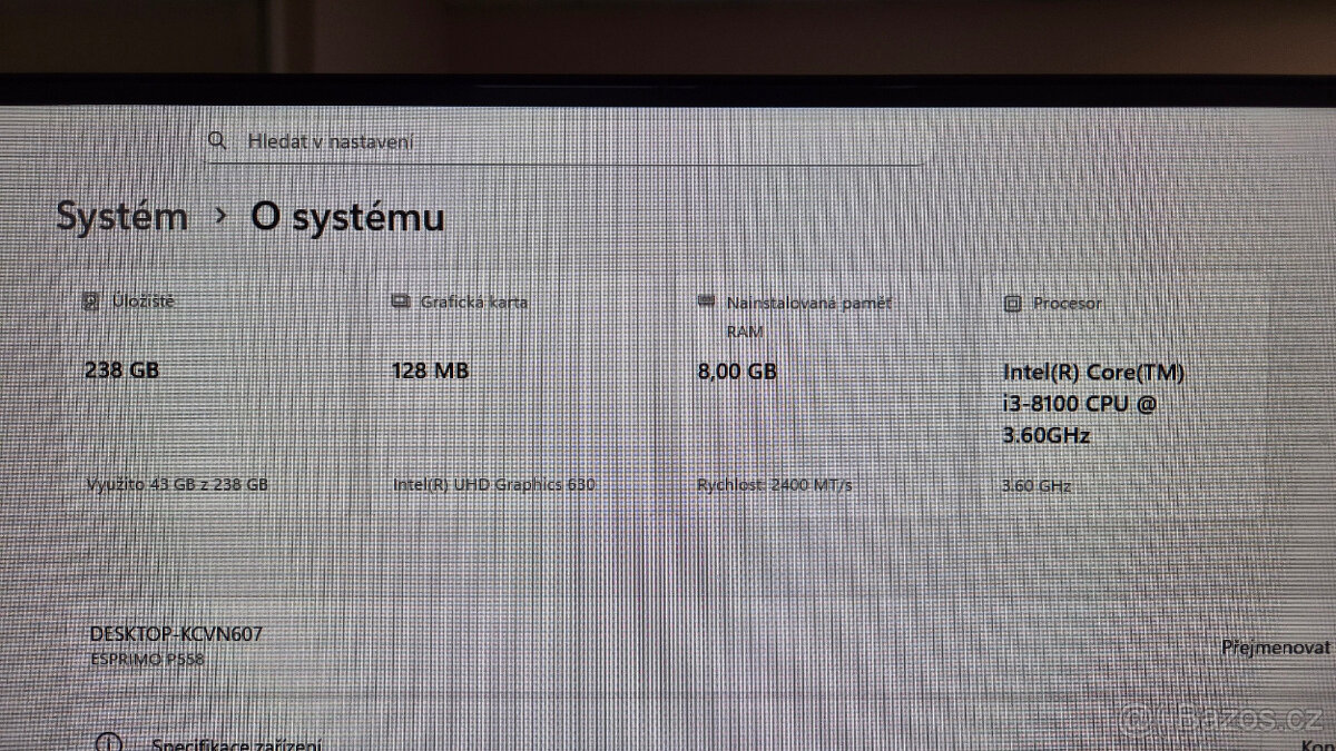 PC Fujitsu Esprimo P558/CPU-i3-8100/RAM-8GB/SSD-250GB/WIN11 - 4