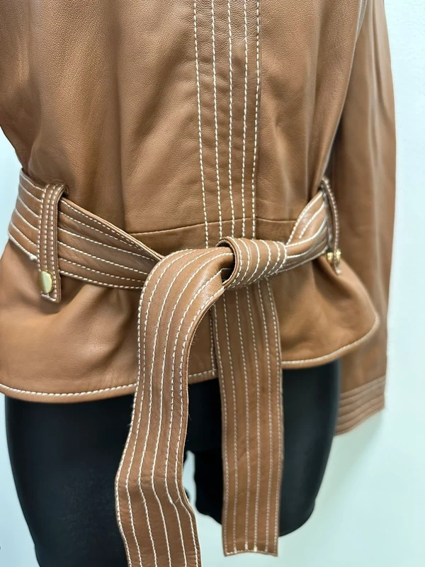 Hnědá kožená bunda Ibana - 4