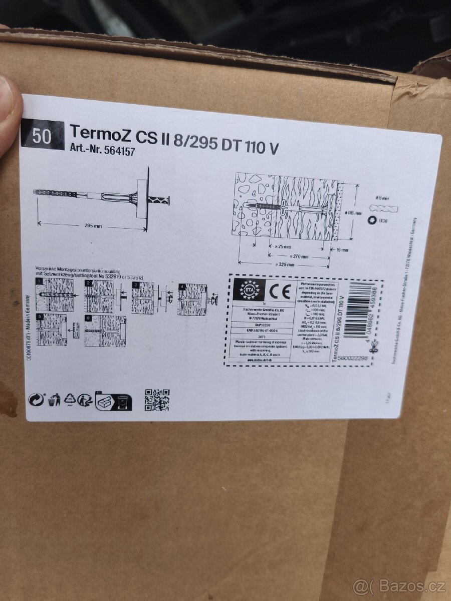 Šroubovací talířová hmoždinka TermoZ CS II 8/295 - 4