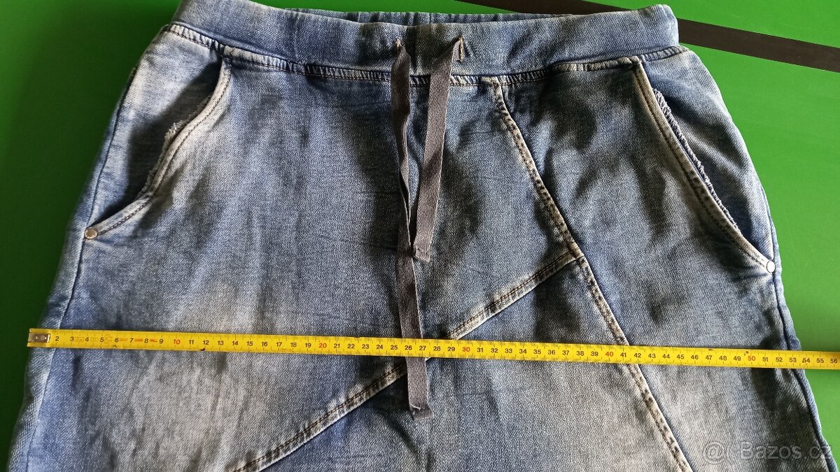 Kalhoty z teplákové rifloviny vel. L - 4