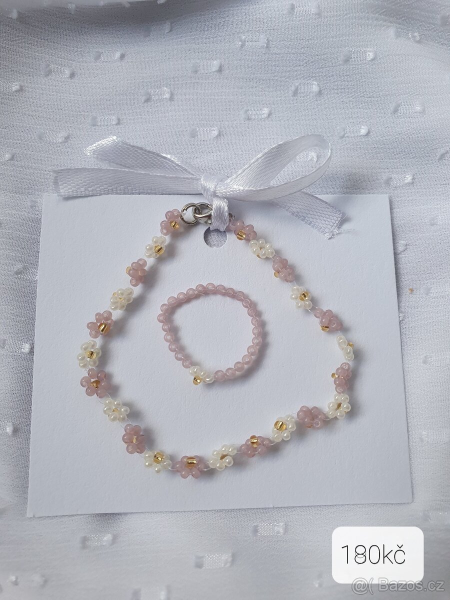 Krásné korálkové šperky, prstýnky, náramky-ruční výroba - 4