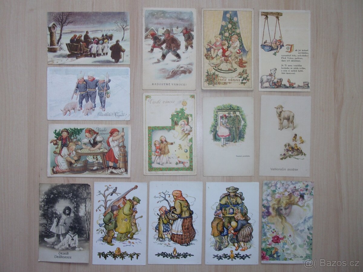 STARÉ POHLEDNICE - MALÝ i VELKÝ FORMÁT - RŮZNÉ - 51 kusů - 4