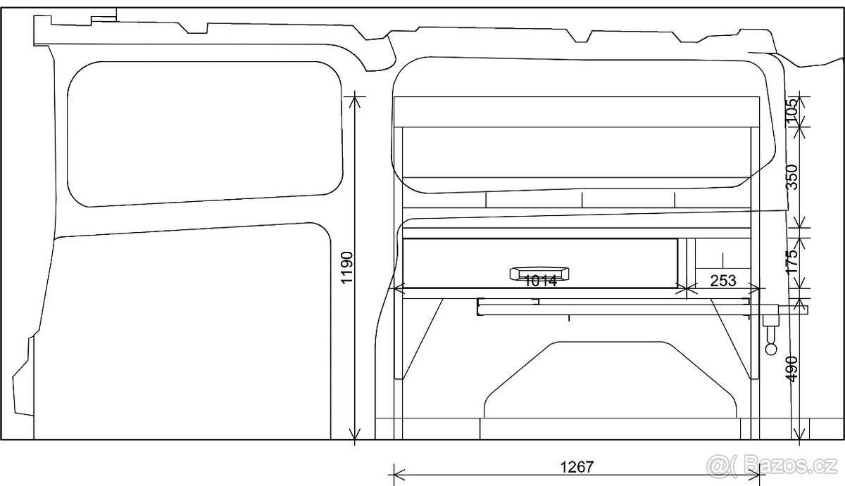 Servisní vestavba - do FORD CUSTOM regály do dodávky - 4