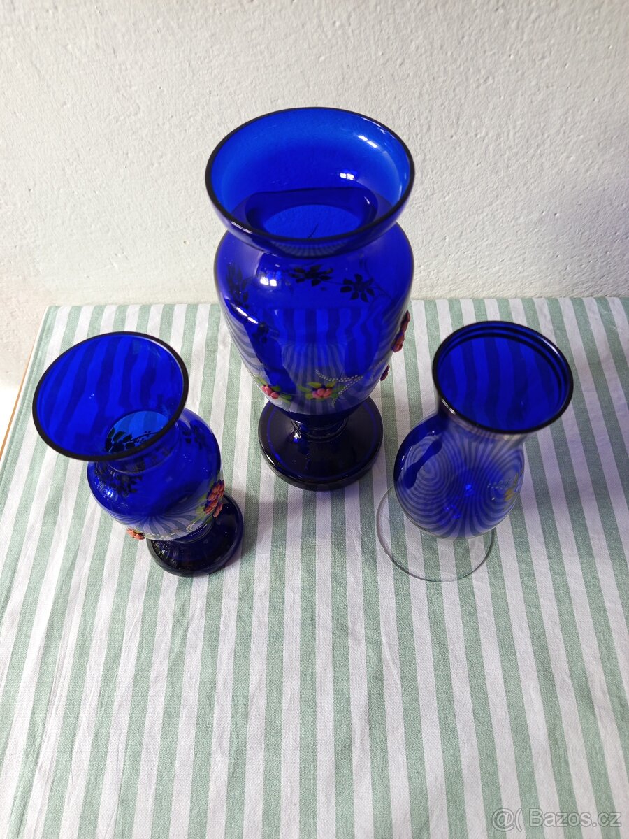 Váza Novoborské sklo - kobaltové sklo - 4