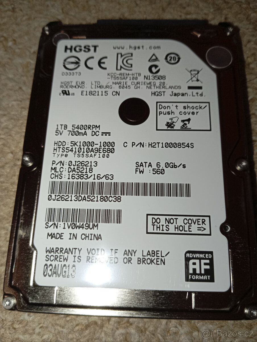 HDD disk 1TB, 2,5", minimálně používaný, otestován - 4