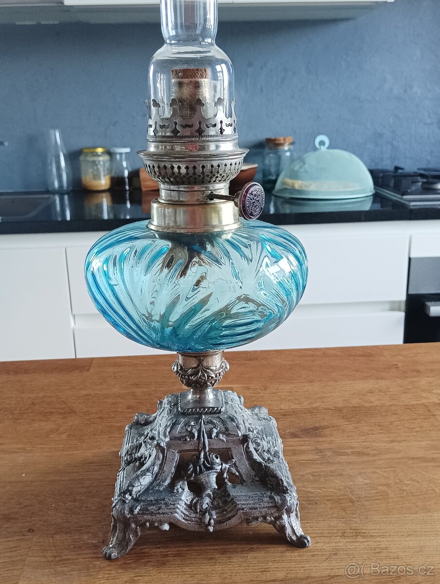 SECESE/ART NOUVEAU STAROŽITNÁ PETROLEJKA HASAG, FRANCIE 1900 - 4