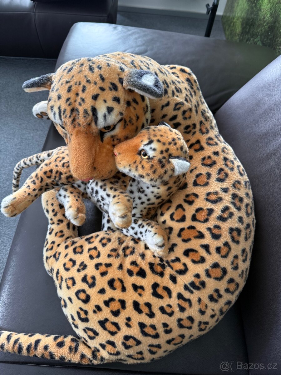 Plyšová leopardí rodinka maxi rozměr cca 75x60cm - 4