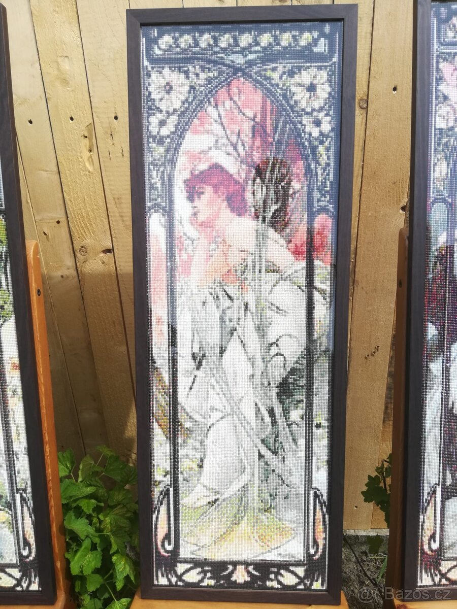 Diamantové obrazy inspirované dílem Alfonse Muchy, sada 4 ks - 4