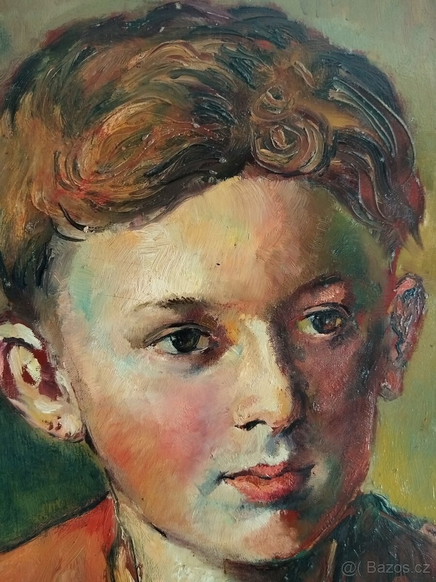 obraz CHLAPEC, PORTRÉT, olej na kartonu, nesign. - 4