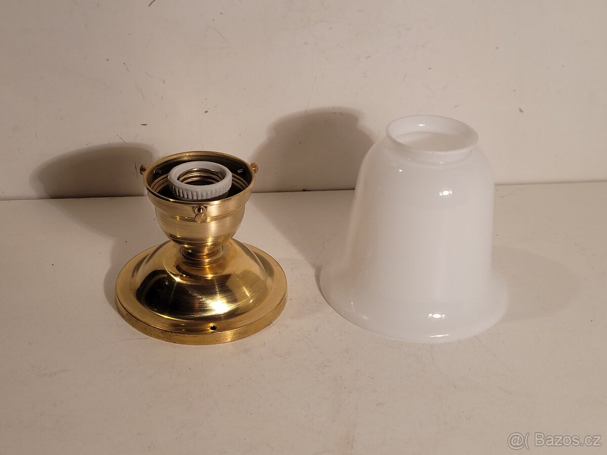 1x mosazná stropnice, lustr, bílý zvoneček, až 6 ks - 4