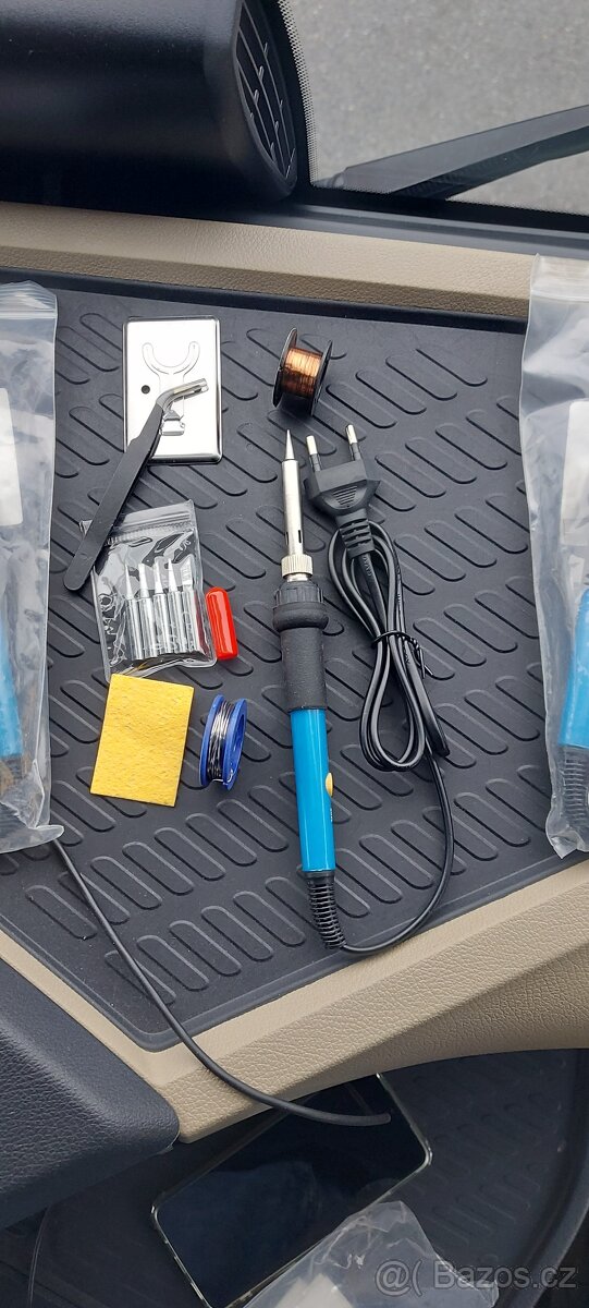 Mikropájka 230V/60W, s výměnnými hroty+cín+držák+pinzeta. - 4