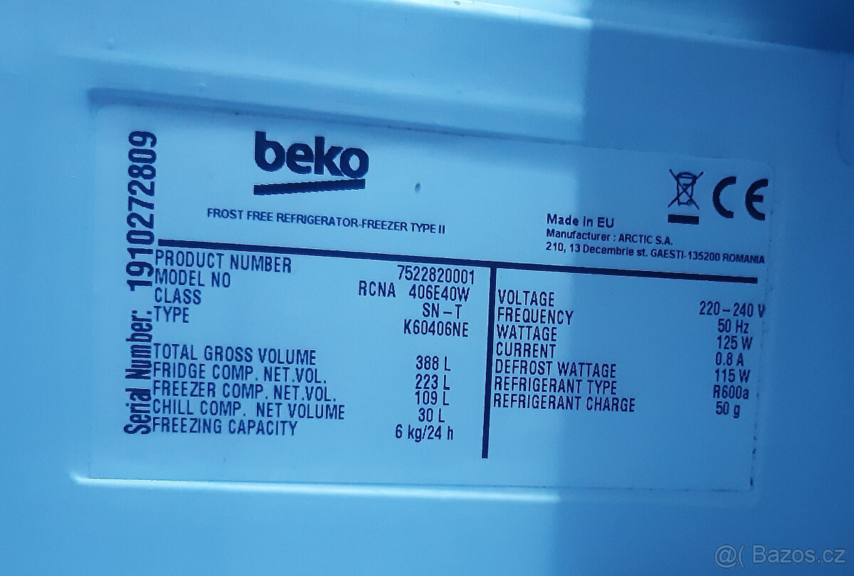 velká lednice (s mrazákem) Beko RCNA406E40W - 4