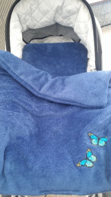 2-dílný teplý set do kočárku 74x58 cm modrý - 4