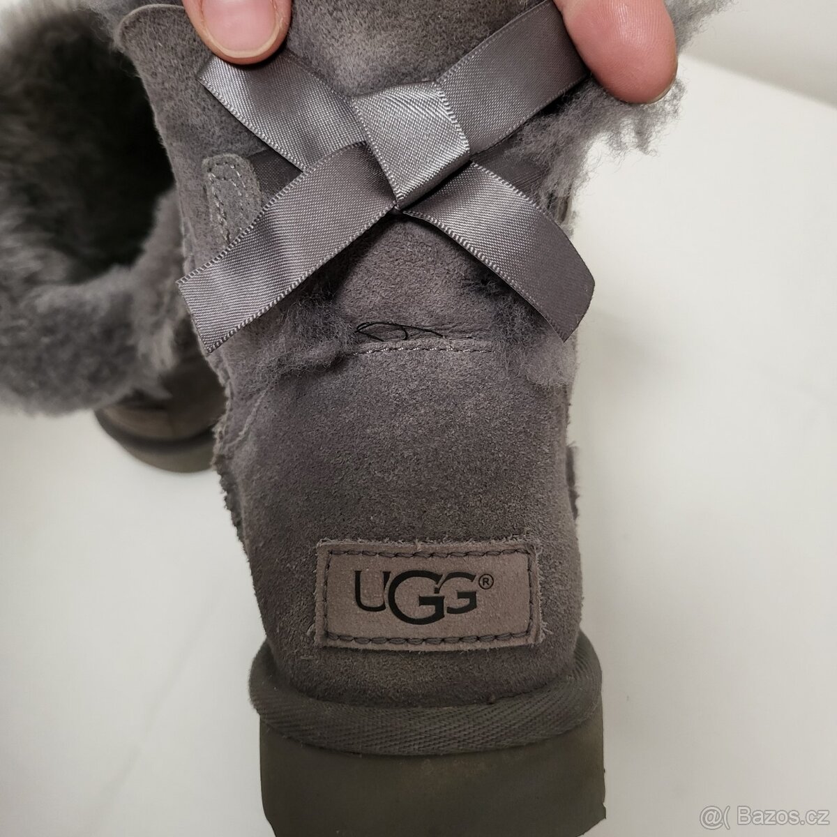 boty UGG Mini Bailey Bow, šedé, teplé, č.37 - 4