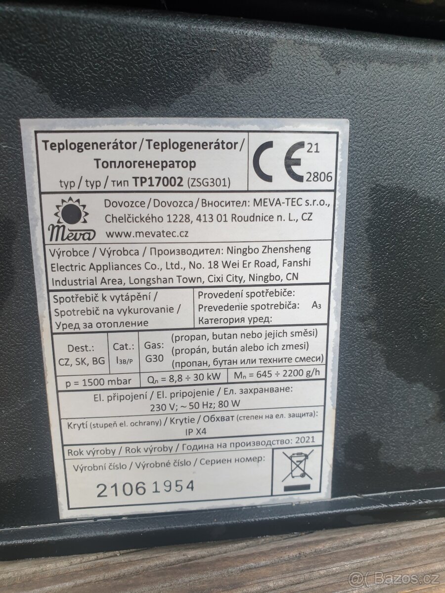 Teplogenerátor Meva TP17002 + Plynová bomba - 4