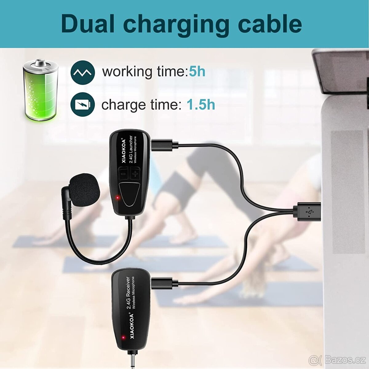 Bezdrátový mikrofon Headset, XIAOKOA 2.4G - 4