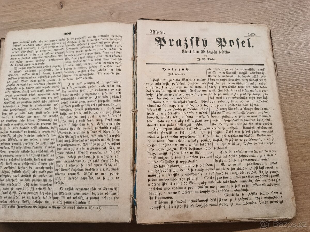 Pražský posel - komplet ročník 1848 J. K. Tyl 52 čisel - 4