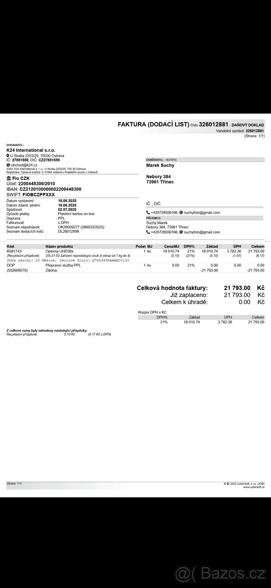 4K projektor Optoma UHD38x - 4