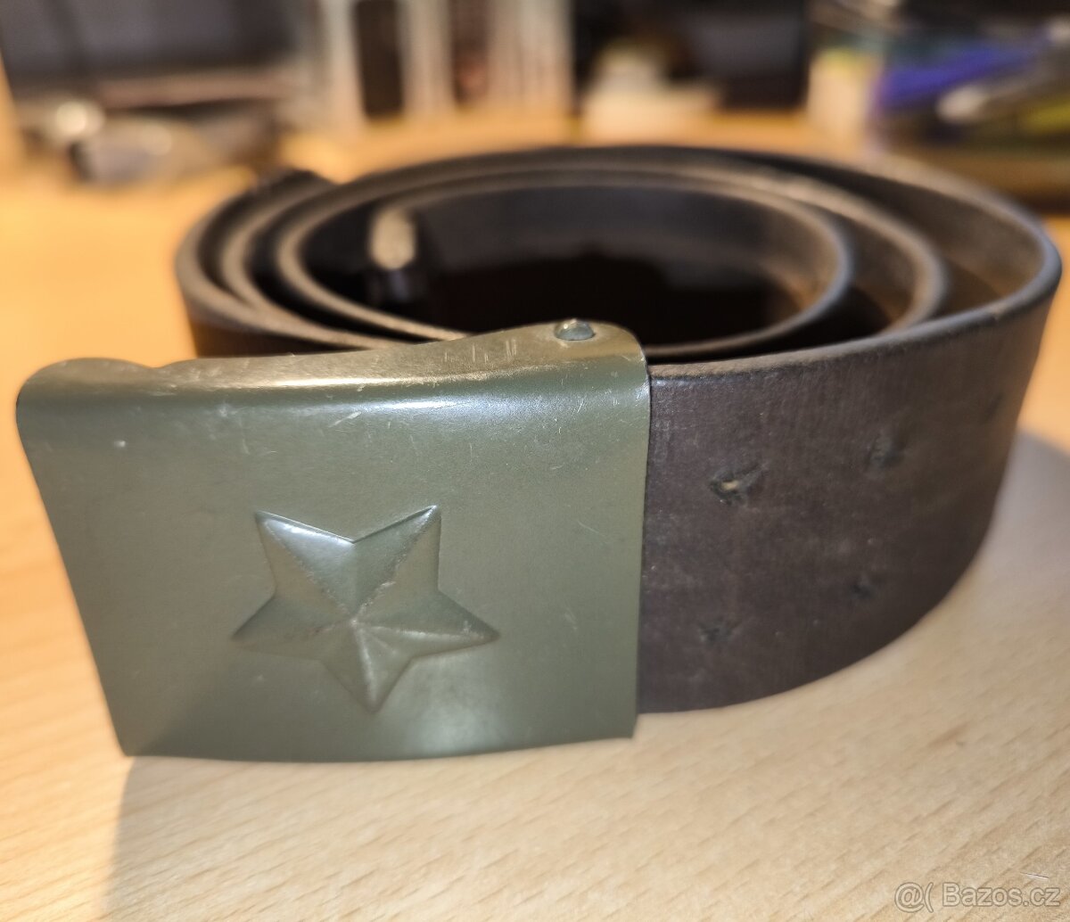Starý kožený opasek ČSLA, 100 cm. - 4