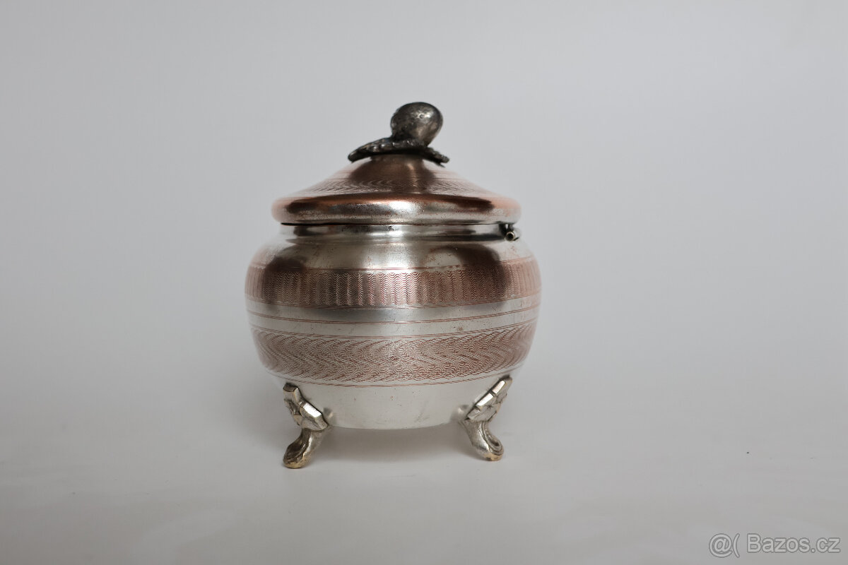 dóza krabička secesní, art deco postříbřená - 4