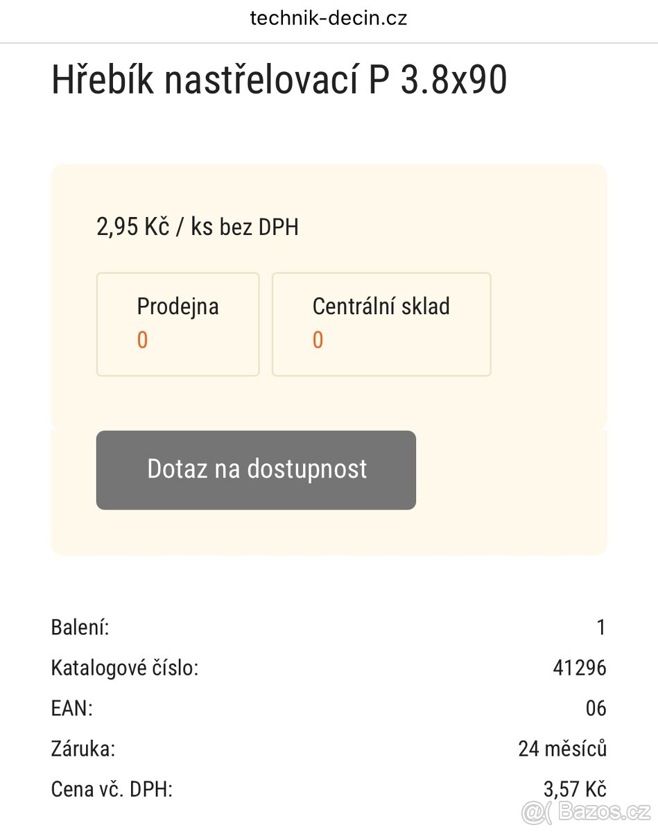 Nastřelovací hřebíky s podložkami za polovinu, 3.8 x 90mm - 4