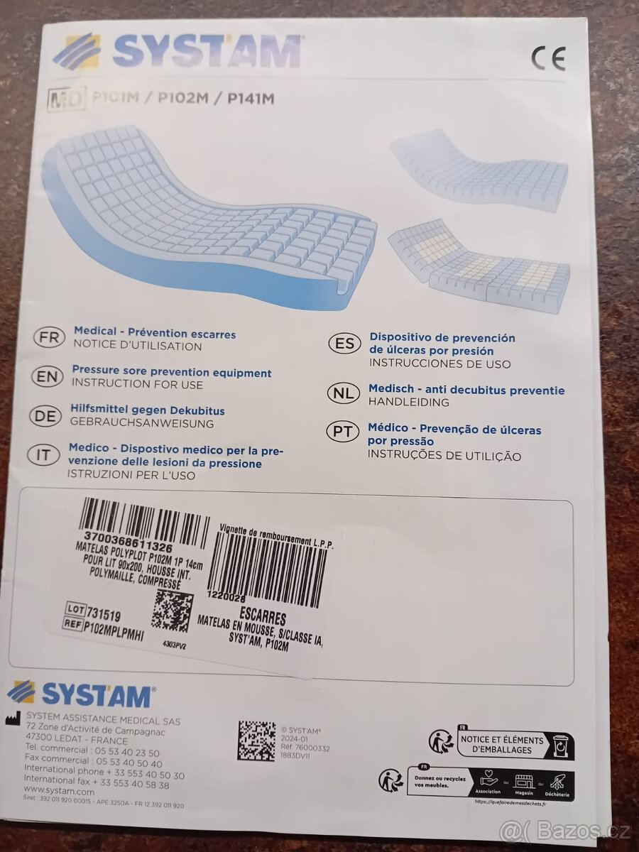 Matrace 90x200cm, záruka - 4