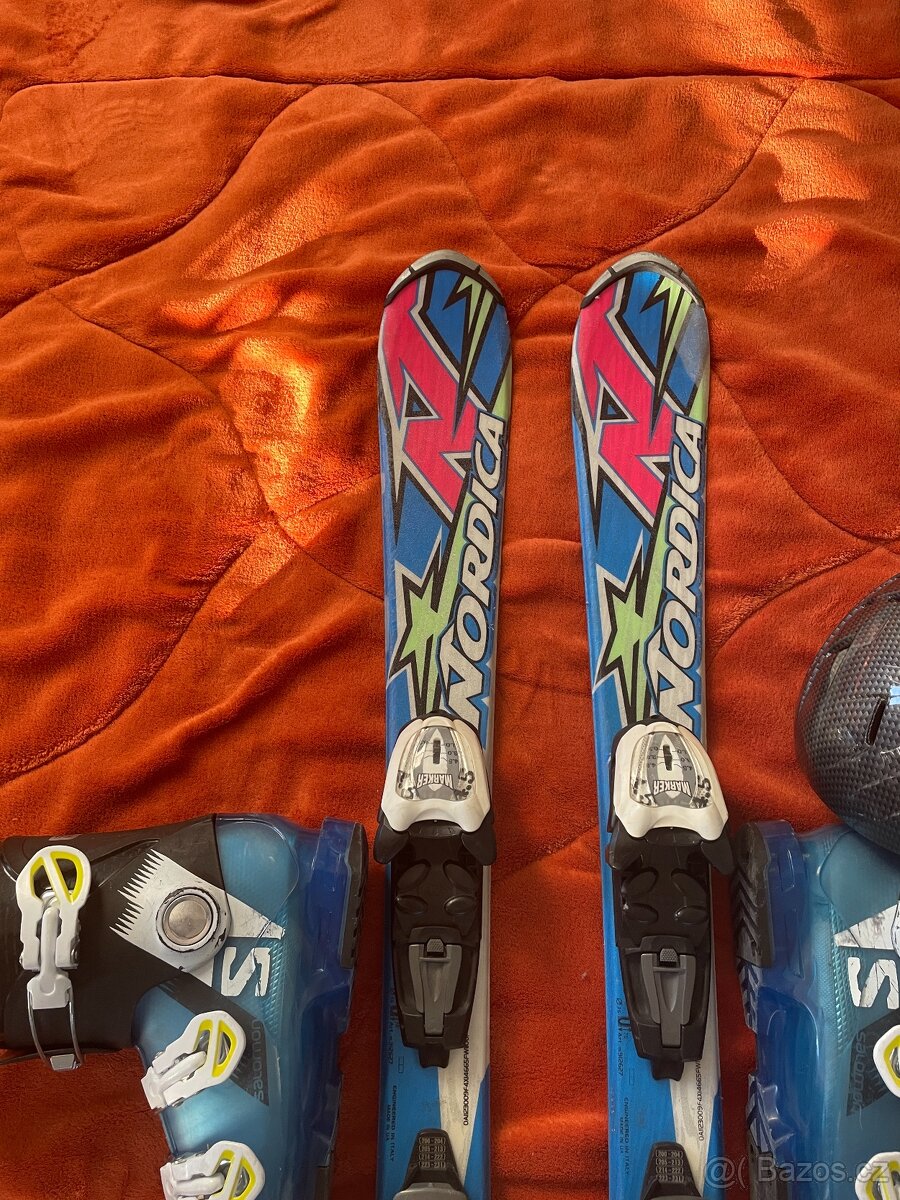 Dětské lyže Nordica 100 cm + lyžáky 34-35+helma - 4