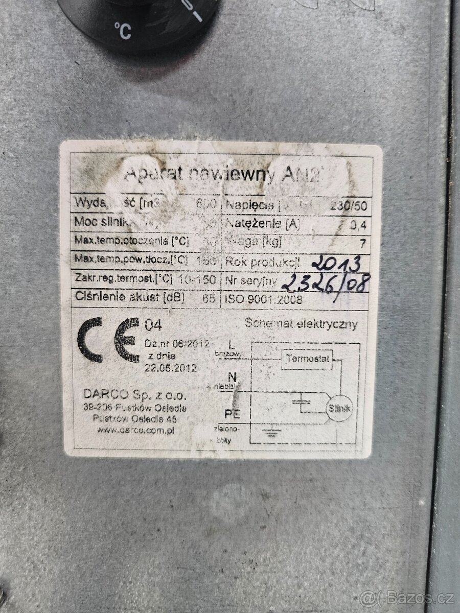 Prodáno: Krbový ventilátor Darco AN 2 600m3 150mm - 4