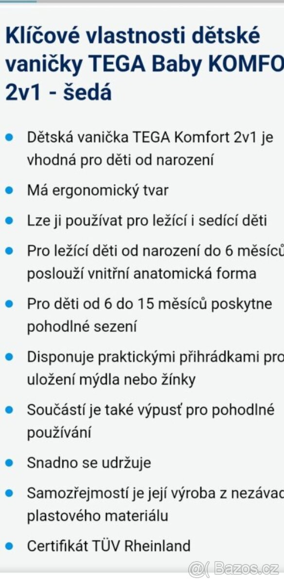 Dětská vanička Tega Baby komfort 2v1 - 4