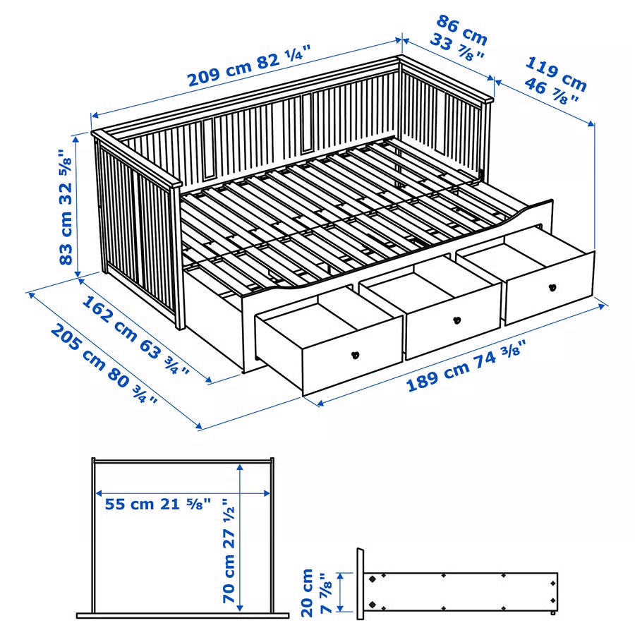 IKEA HEMNES Rozkládaci postel s matracemi - 4