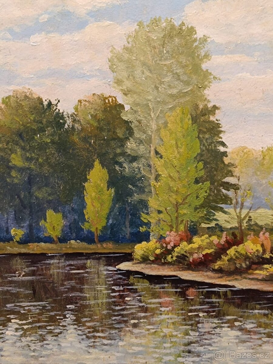 Obraz František Novotný, U řeky 1960, olej 66x88 - 4