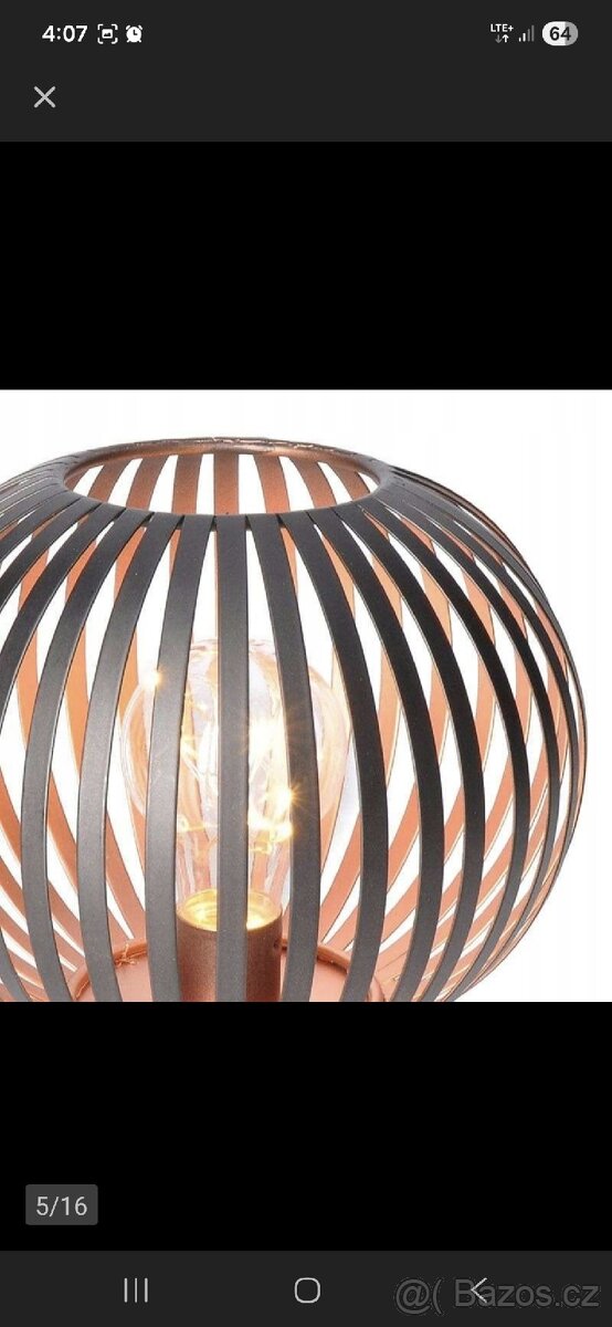 Kovová Kulatá led lampička 19cm barva měď - 4