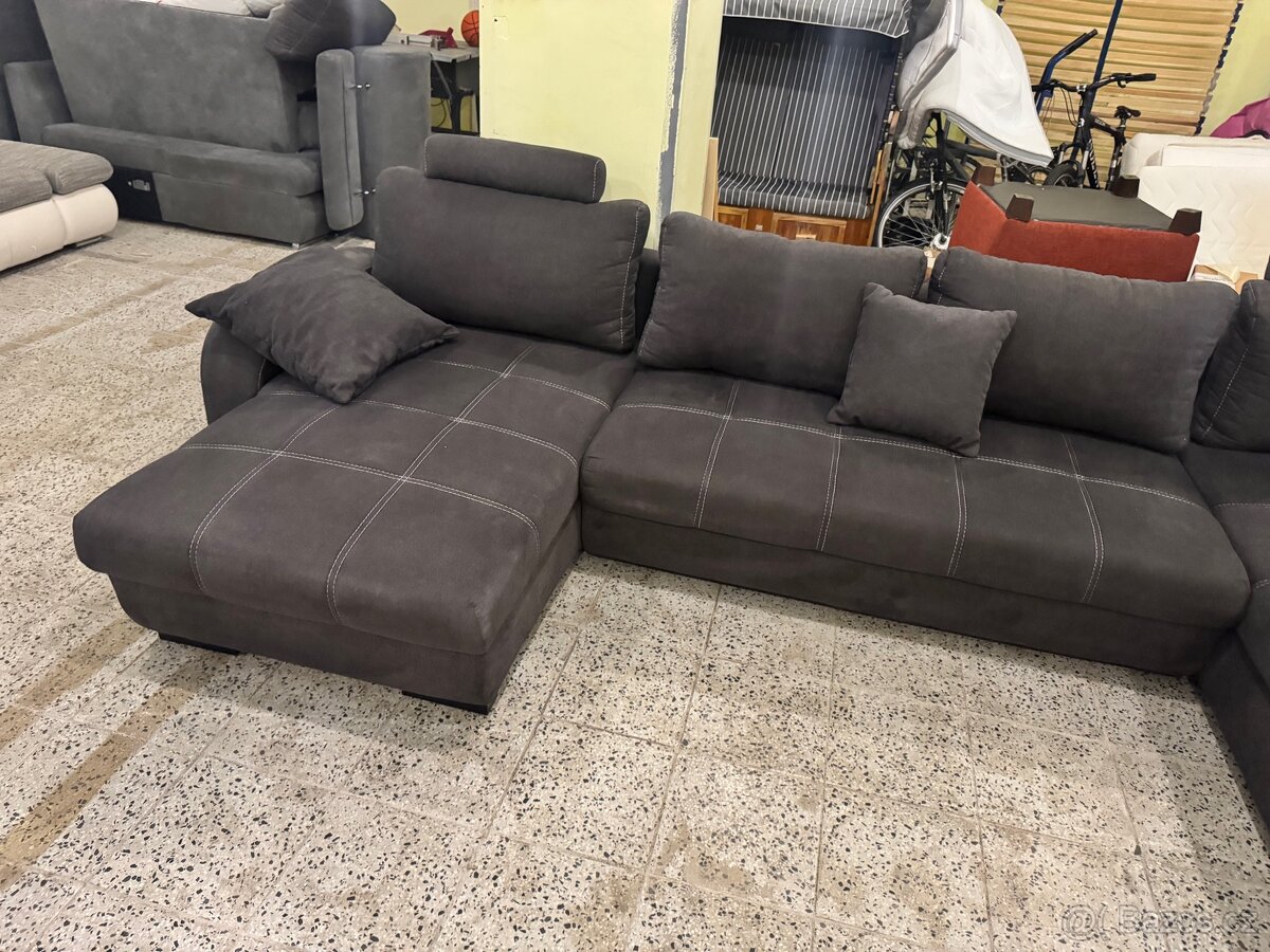 Kvalitní hnědá veliká sedací souprava ROZKLÁDACÍ - 4