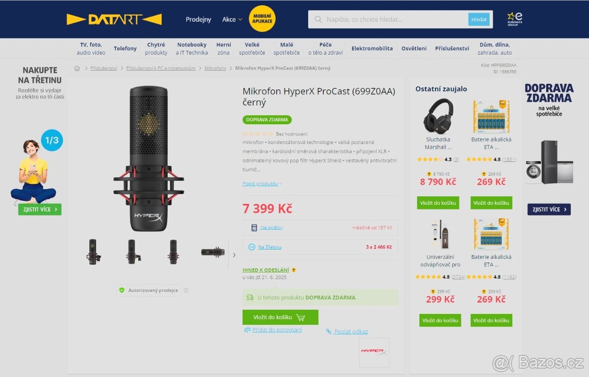 Kondenzátorový mikrofon HyperX ProCast - nový se zárukou - 4