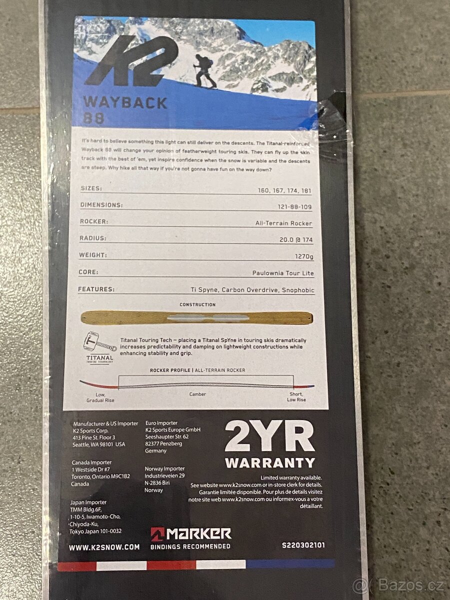 nové - skialp set K2 wayback 88 + vázání + pásy - 4
