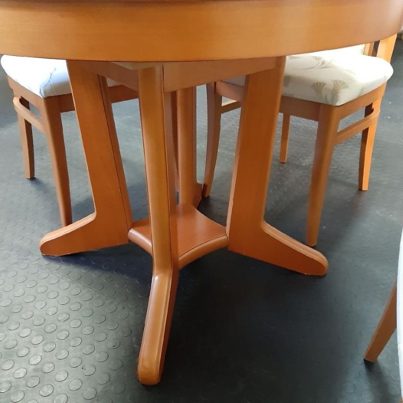 Stůl kulatý jídelní, rozkládací a 4 židle - masiv - 4