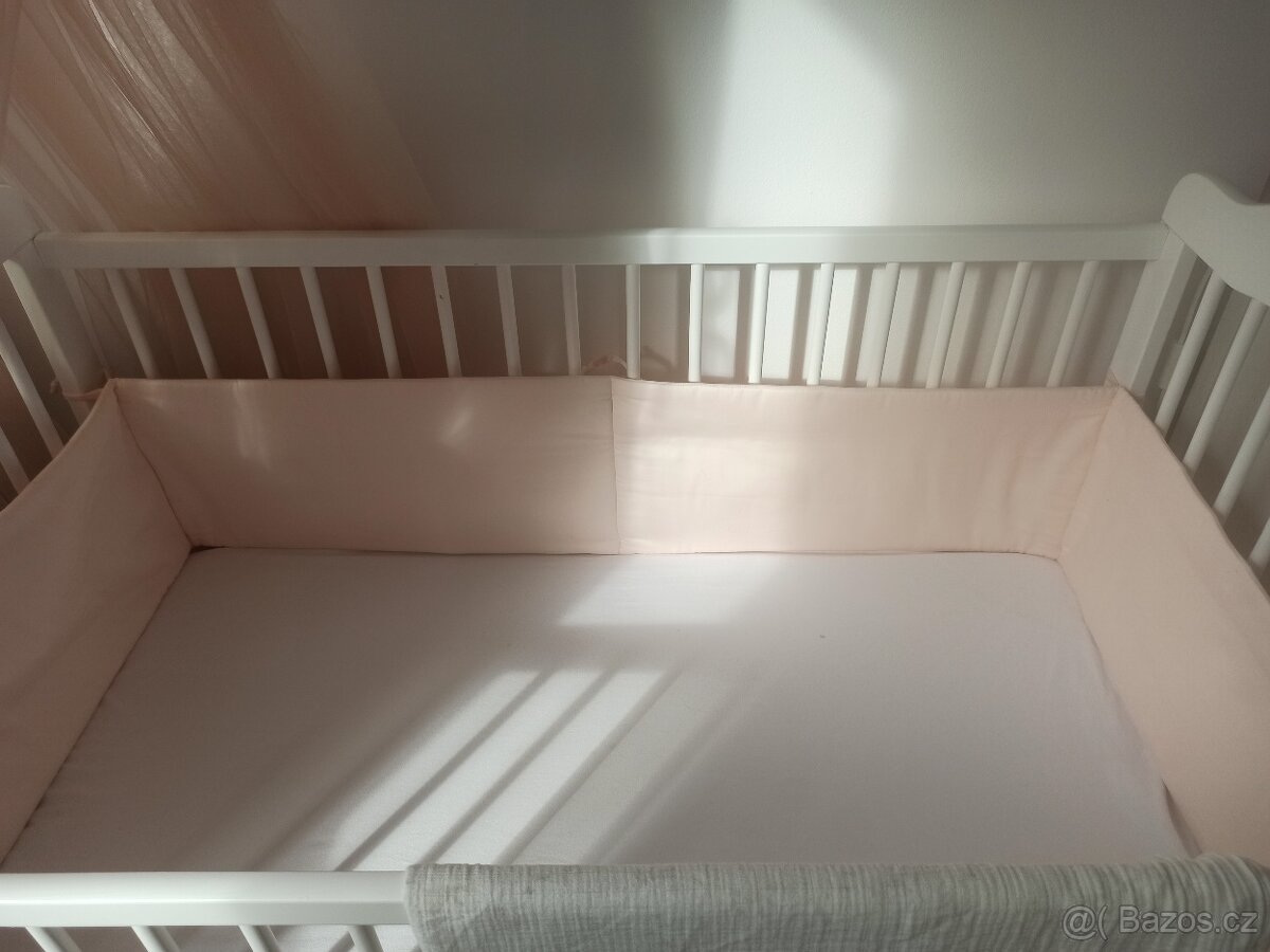 Detska postylka z borovicového dreva, baldachyn,mantinel,lze - 4