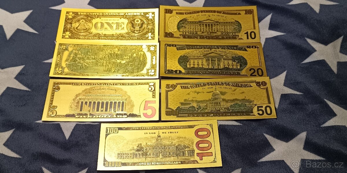 Kompletní sbírka pozlacených USA dolarů. RARE - 4