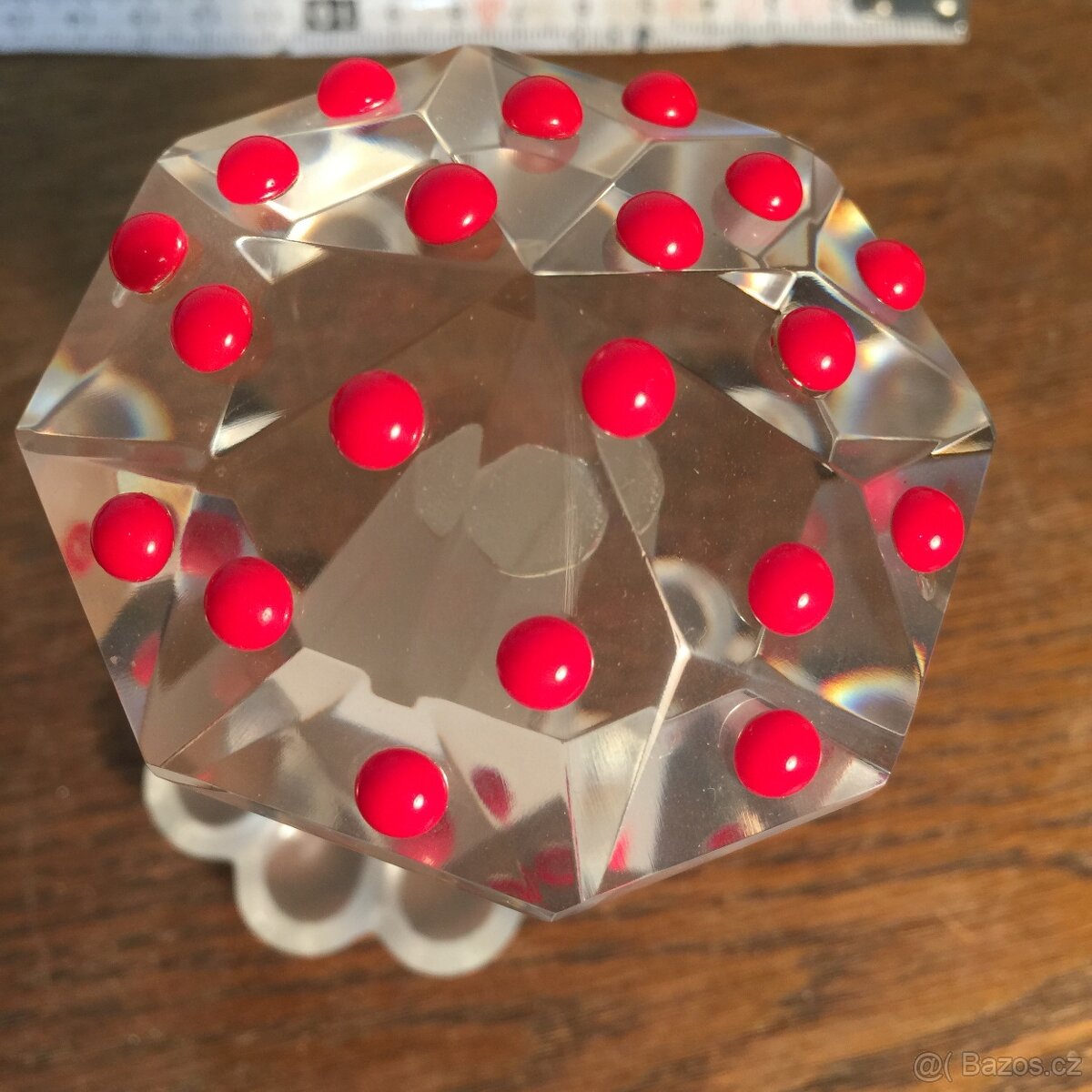 těžítko broušené hutní sklo Muchomůrka - 4