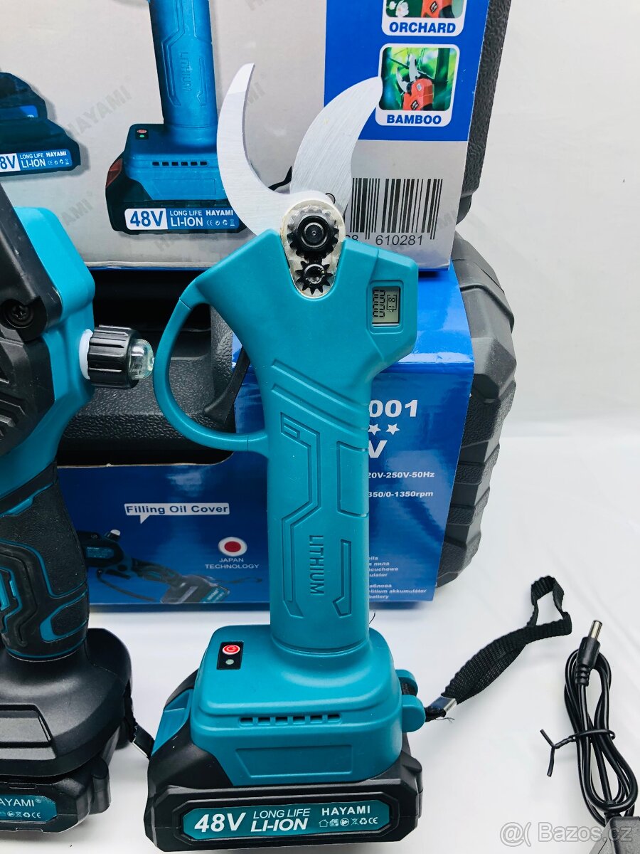 2v1 Aku nůžky + Aku pila + 4x baterie a příslušenství - 4