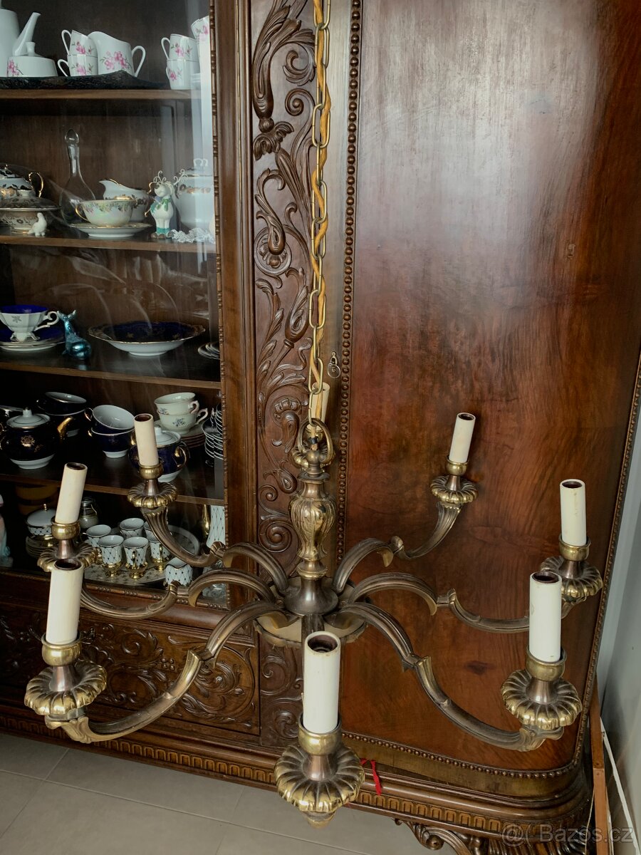 Masivní historický lustr – mosaz - 4