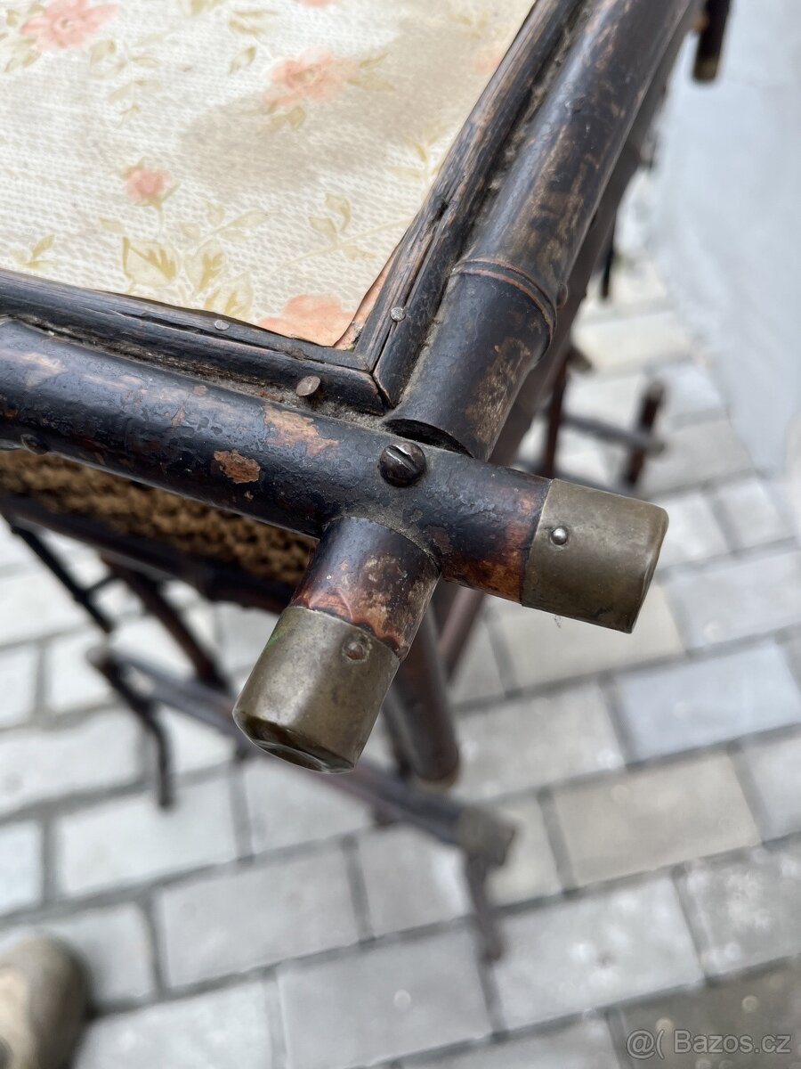 Starý stolek,ratanový Bambus - 4