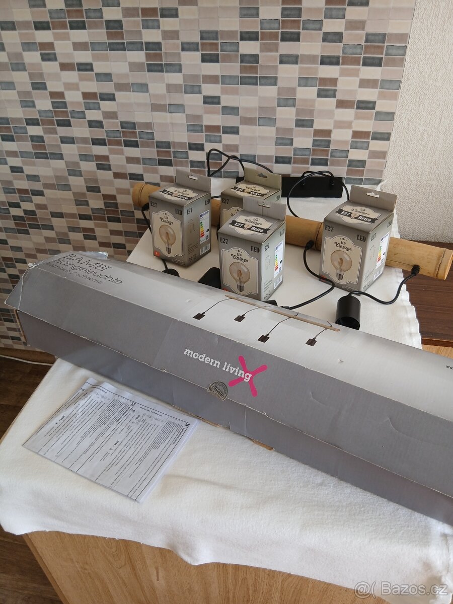 Nový kovový lustr s bambusem Mőmax - 4