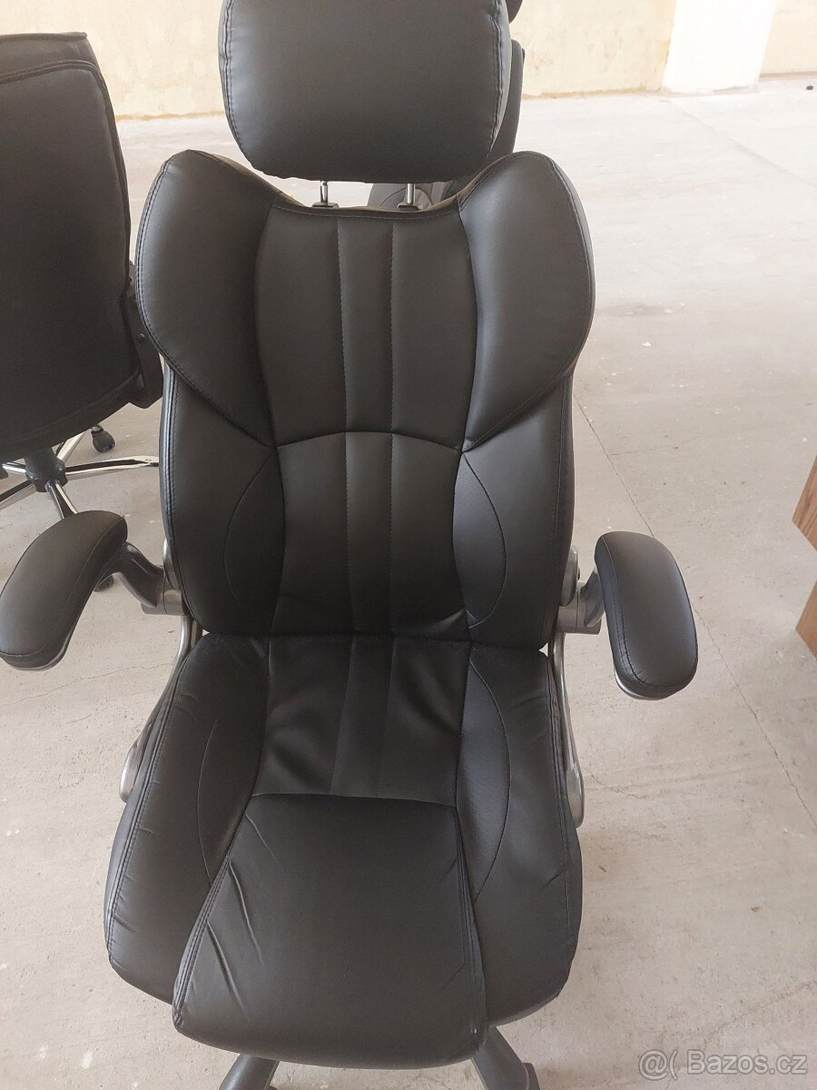 KANCELÁŘSKÉ KŘESLO, vzhled kůže, černá, barvy stříbra - 4