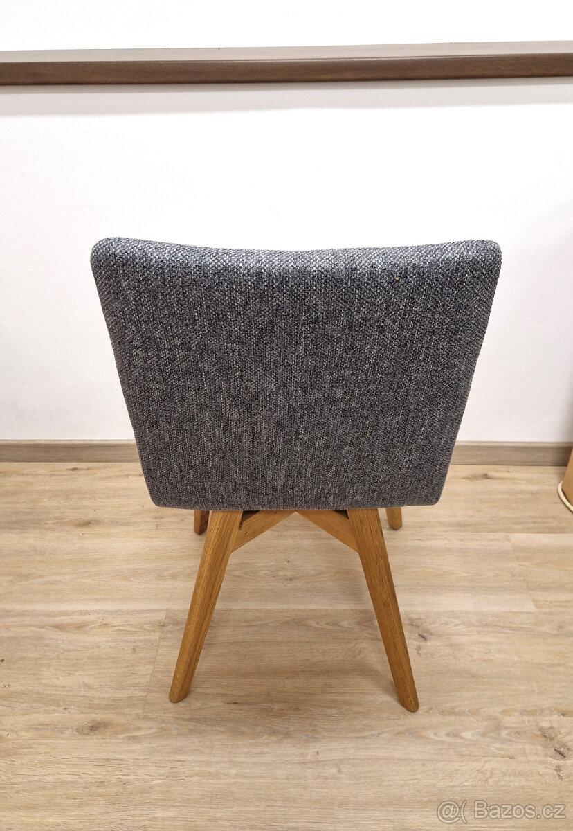 Nová židle šedé polstrování + nohy masiv dub - 4