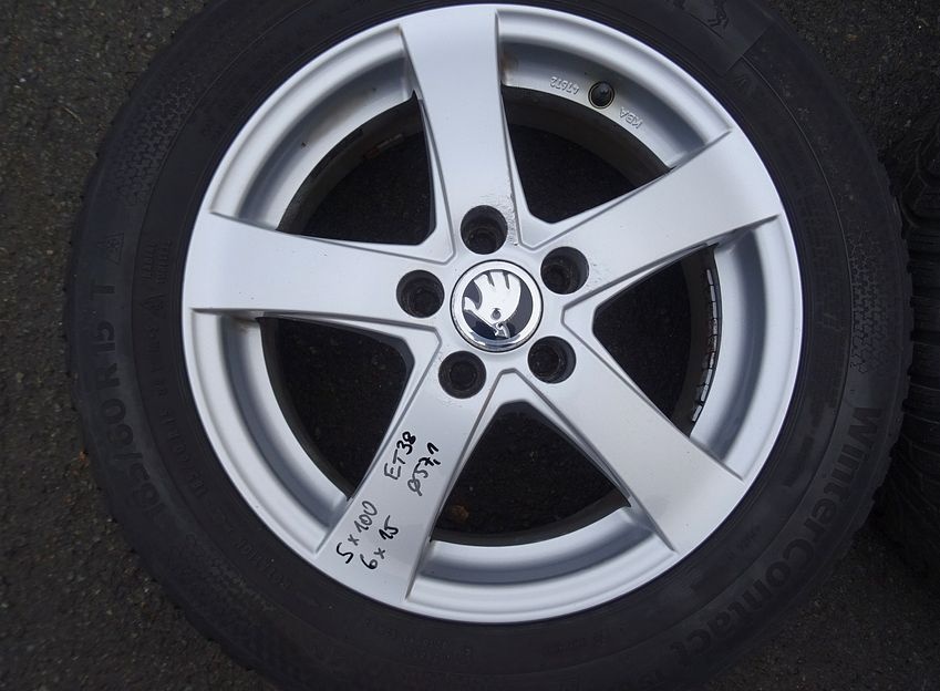 Alu disky na Škoda Fabia, 15", 5x100,ET 38, zimní sada - 4