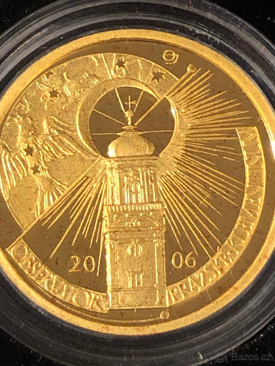Zlatá mince Klementinum - observatoř proof - 4