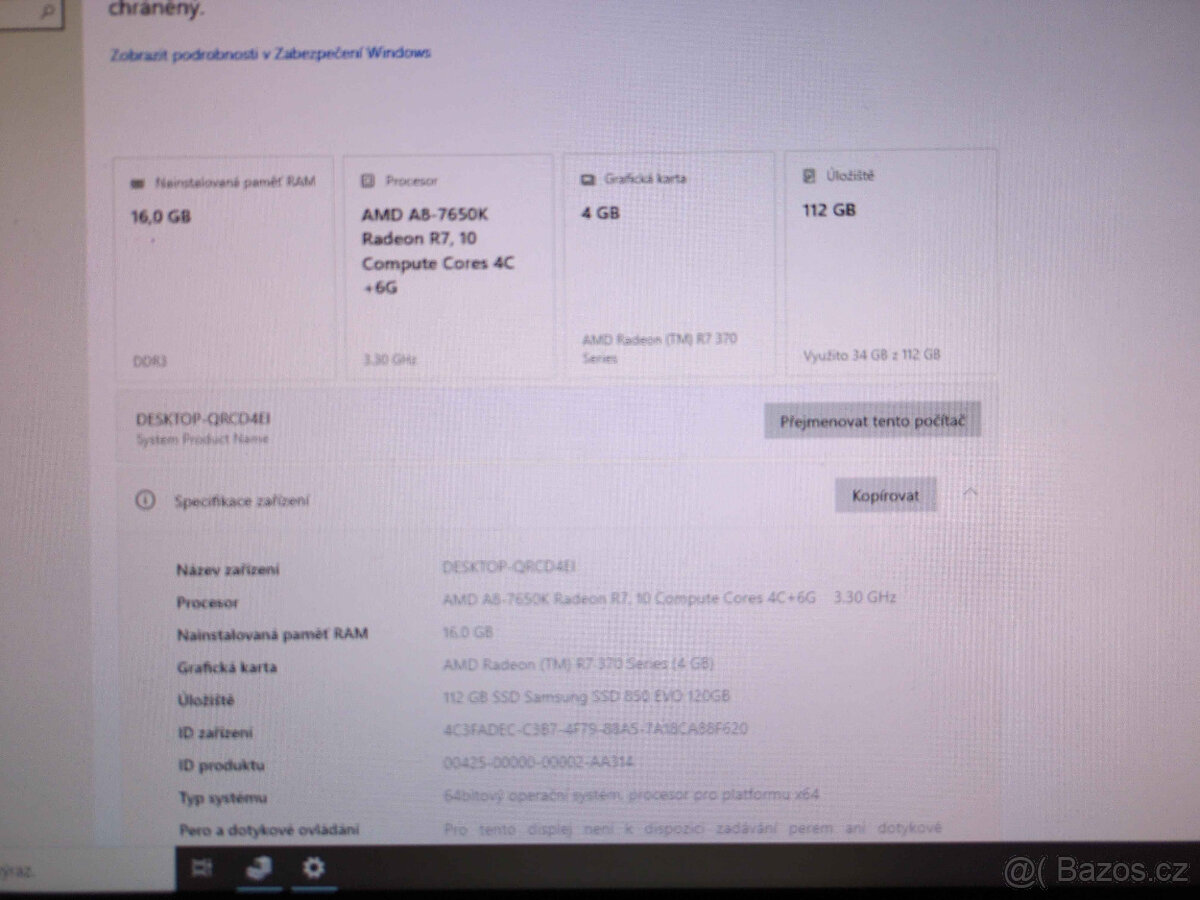 Starší herní PC (AMD 4x3.7GHz, 16GB RAM, R7 370 4GB, SSD) - 4