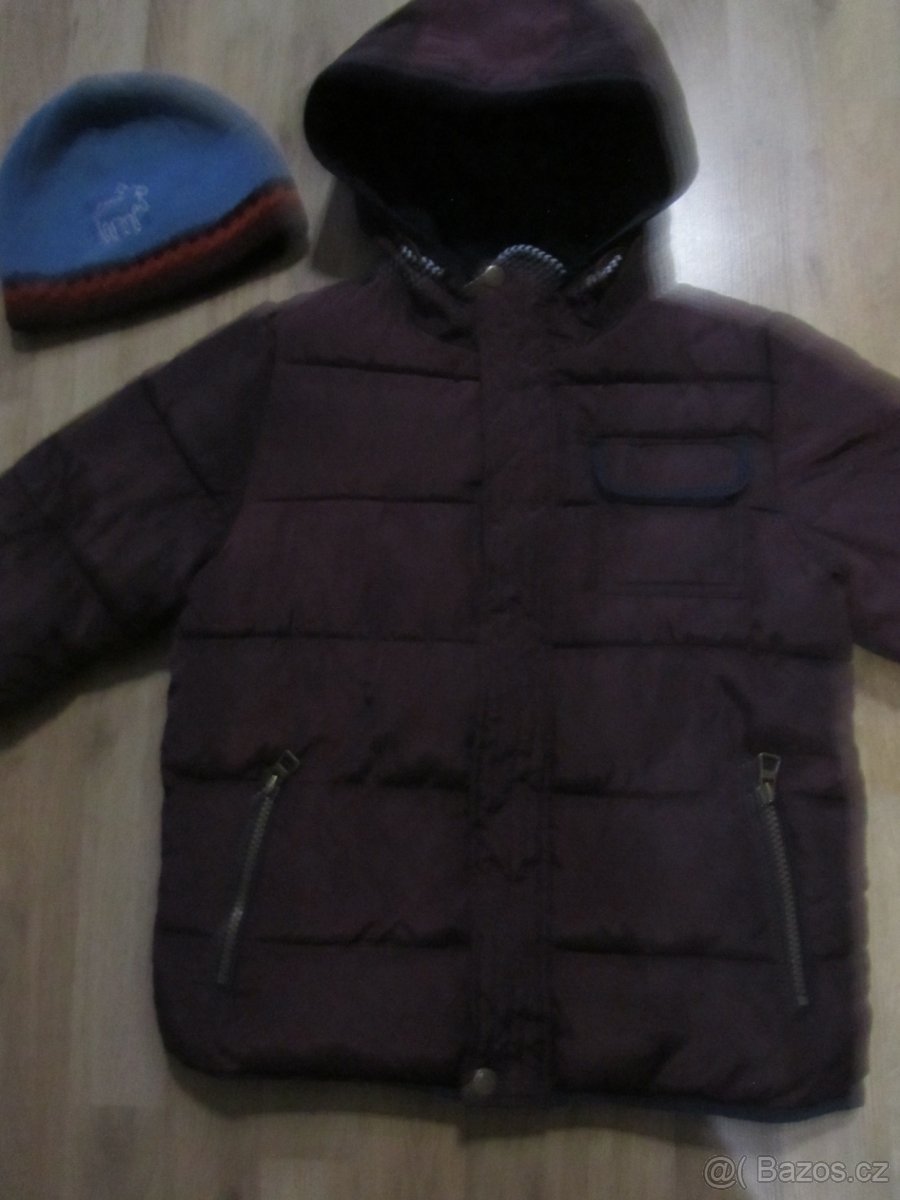 Teplá zimní bunda 6-7 let + čepice - 4