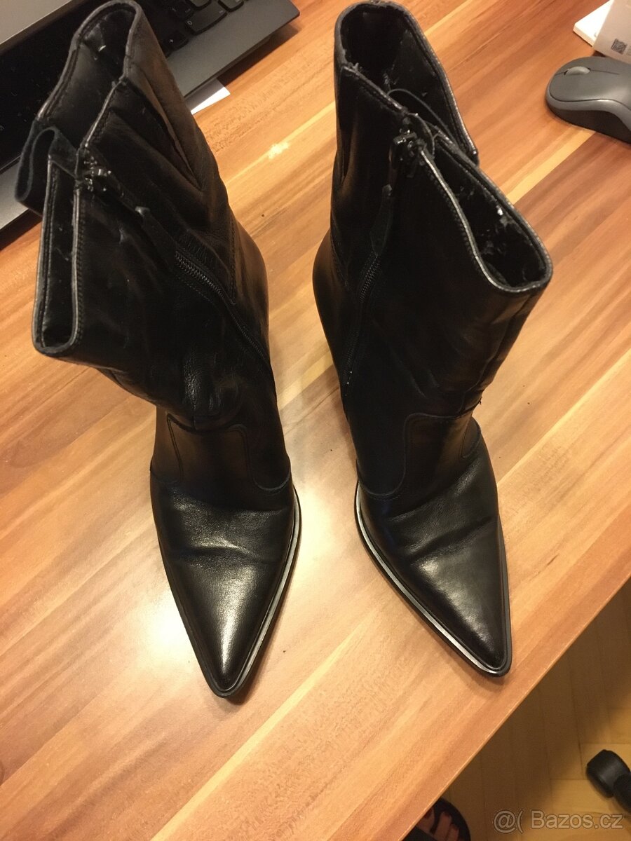 Kožené polokozačky vel. 38 - 4